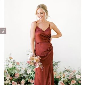 Revelry Rory Satin Bridesmaid Dress. Cinnamon Rose, Size 8.
